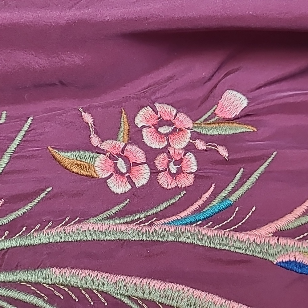 JOHNNY WAS WORKSHOP 100% SILK PEACOCK FLORAL EMBROIDERED TUNIC POPOVER BLOUSE XL - Picture 12 of 15